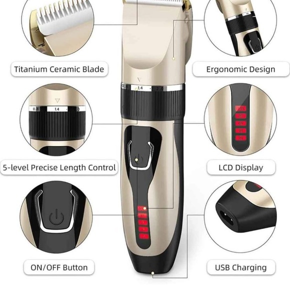 Hair Clippers - Pro Cordless Hair Trimmer Led Display USB Rechargeable - Picture 7 of 8